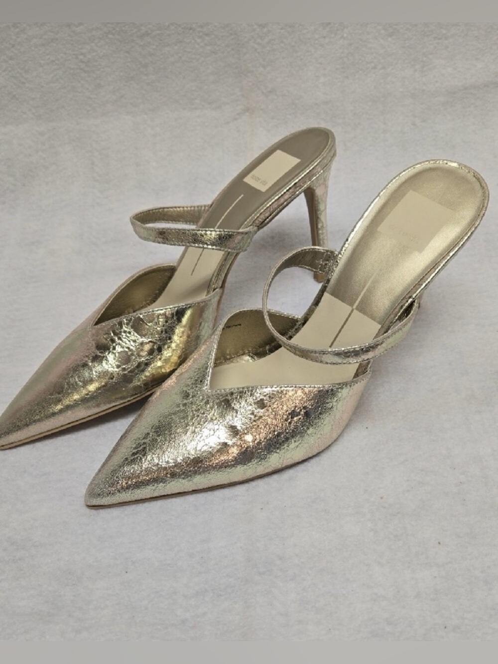 Brand New! Dolce Vita Kanika Metallic Gold Pointed Toe Mule Heel